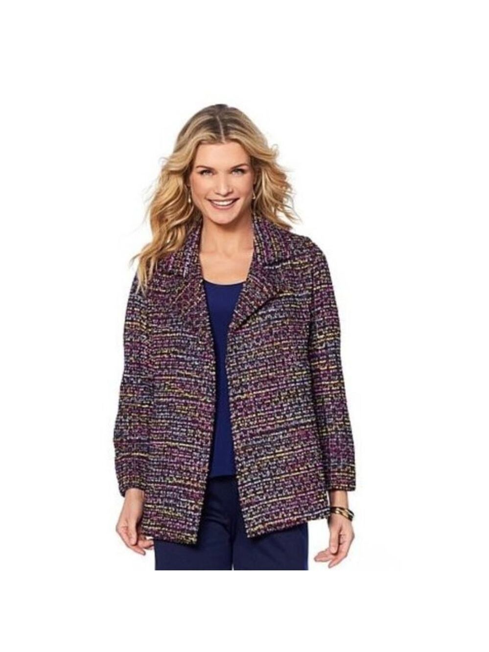 Slinky Brand Sequin Boucle Blazer 642-057